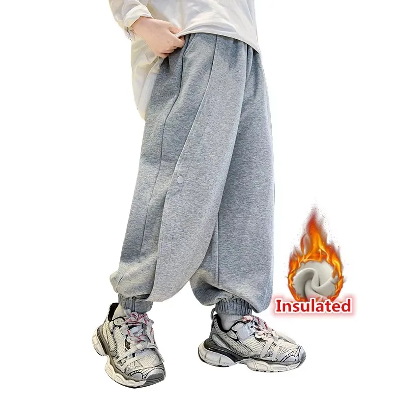 

Kids Winter Sports Pants for a Boy Kids Fleece-lined Sweatpants Children Insulated Trousers For Teenager Sportswear Age 5-14Y