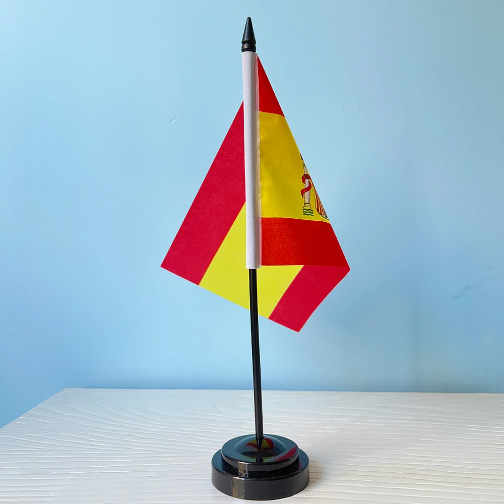 14x21cm Office Desk Small Spain Country Banner Meeting Room Table Standing Pole The Spanish National