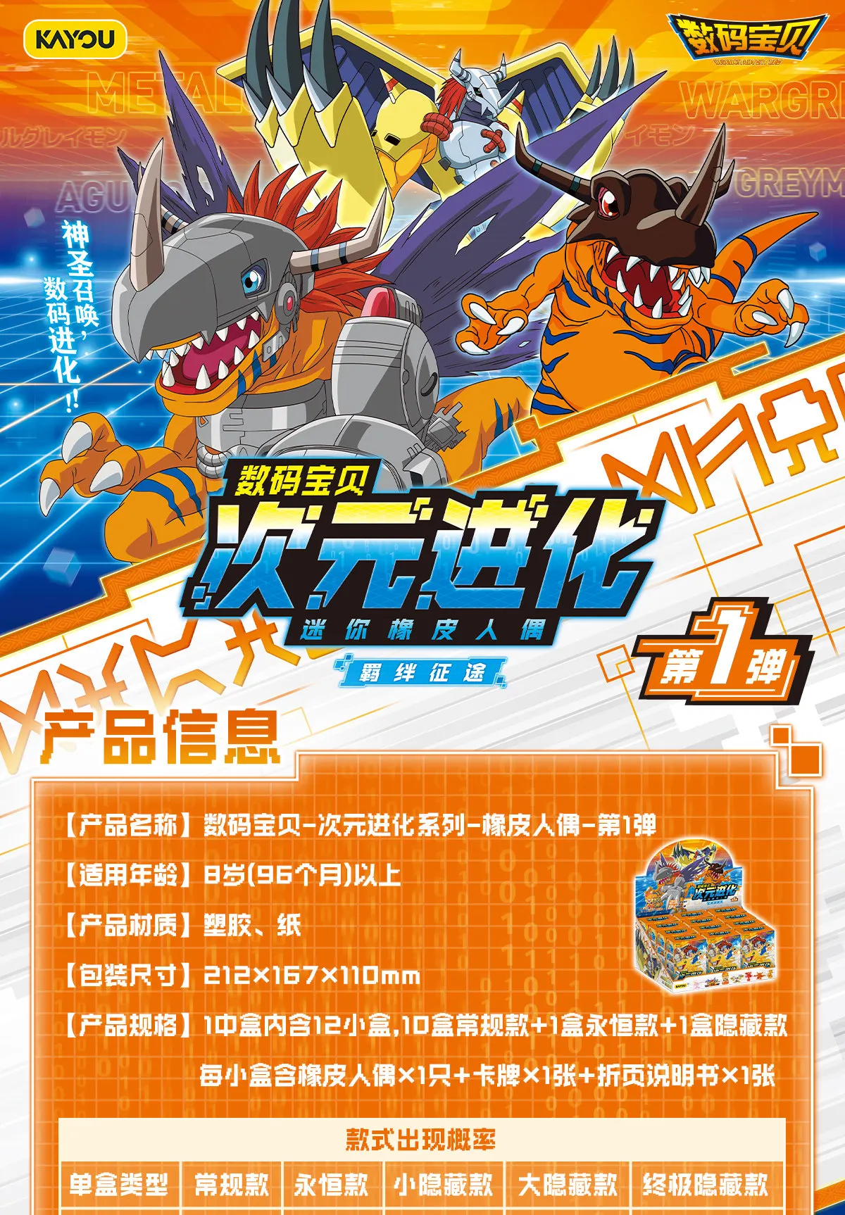 Kayou Digimon Wargreymon Dimension Evolution Series Mini 3D-Gummifigur Sammelkarte für Anime-Sammler – Detail 1