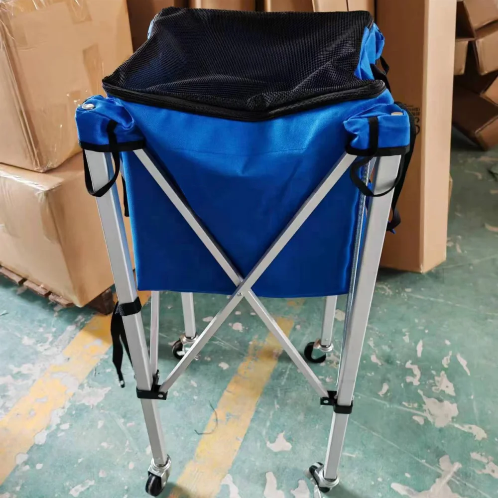 عربة تعليمية رياضية محمولة خفيفة الوزن من الألومنيوم قابلة للطي لكرة التنس مع عجلات #2