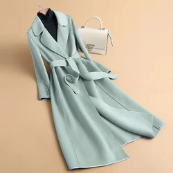 High-Quality Spring And Autumn Wool Coat Double-Sided Cashmere Coat Women's New Fashion Style Elegant Wool Windbreaker Lady gree