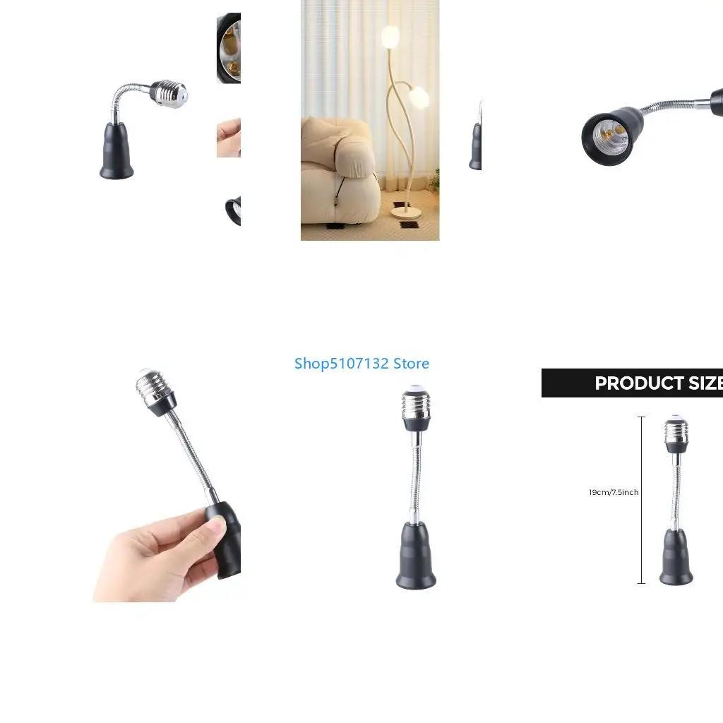 87HD E27 to E27 Bulb Extension Adapter, Rotates Full 360 Degrees Supports LED & Cameras, 19cm Size