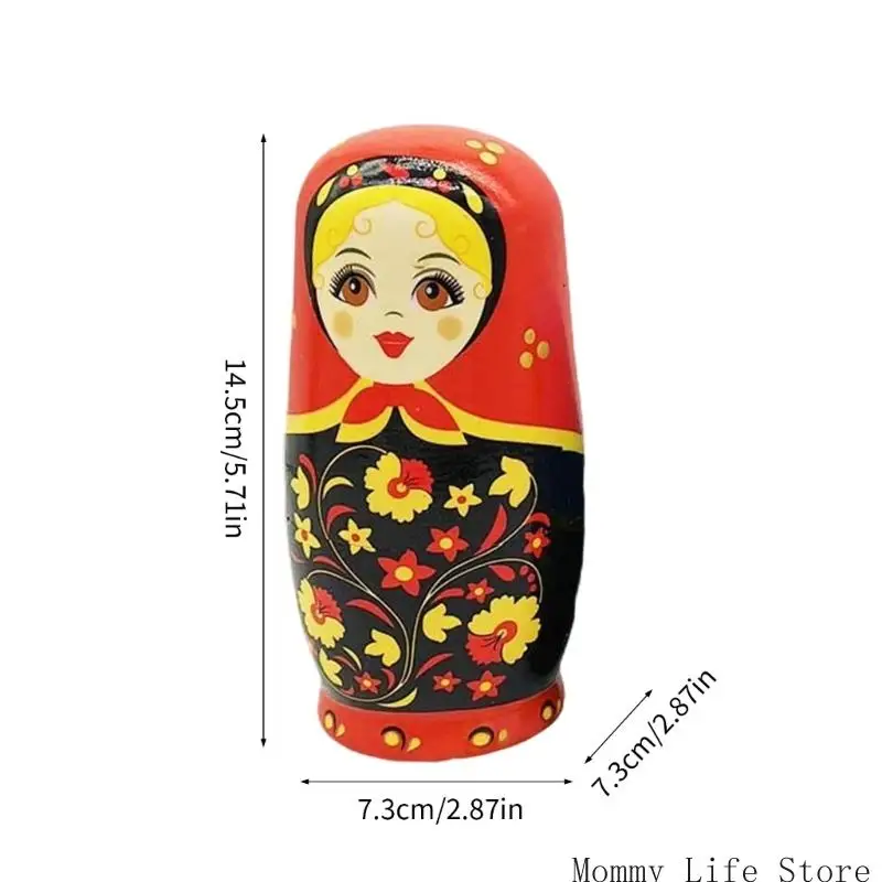 دمية التعشيش الروسية المكونة من 6 طبقات من الفن الشعبي الخشبي لعبة فتاة إبداعية تعليمية نشاط التراص دمية شخصية قابلة للجمع