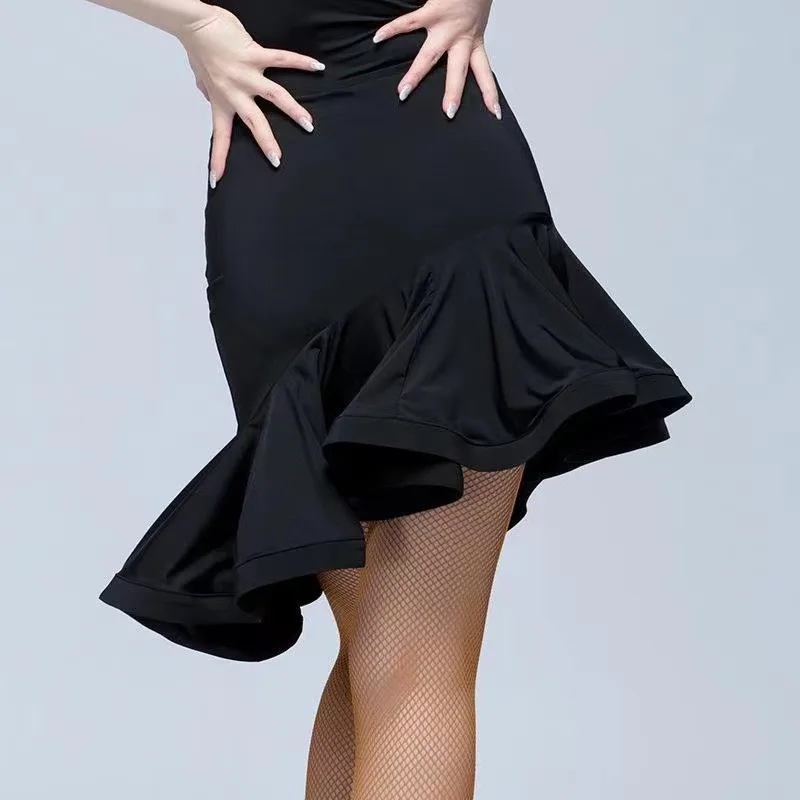 

Юбка для латинских танцев по индивидуальному заказу, женские юбки средней длины для взрослых, костюм для выступлений