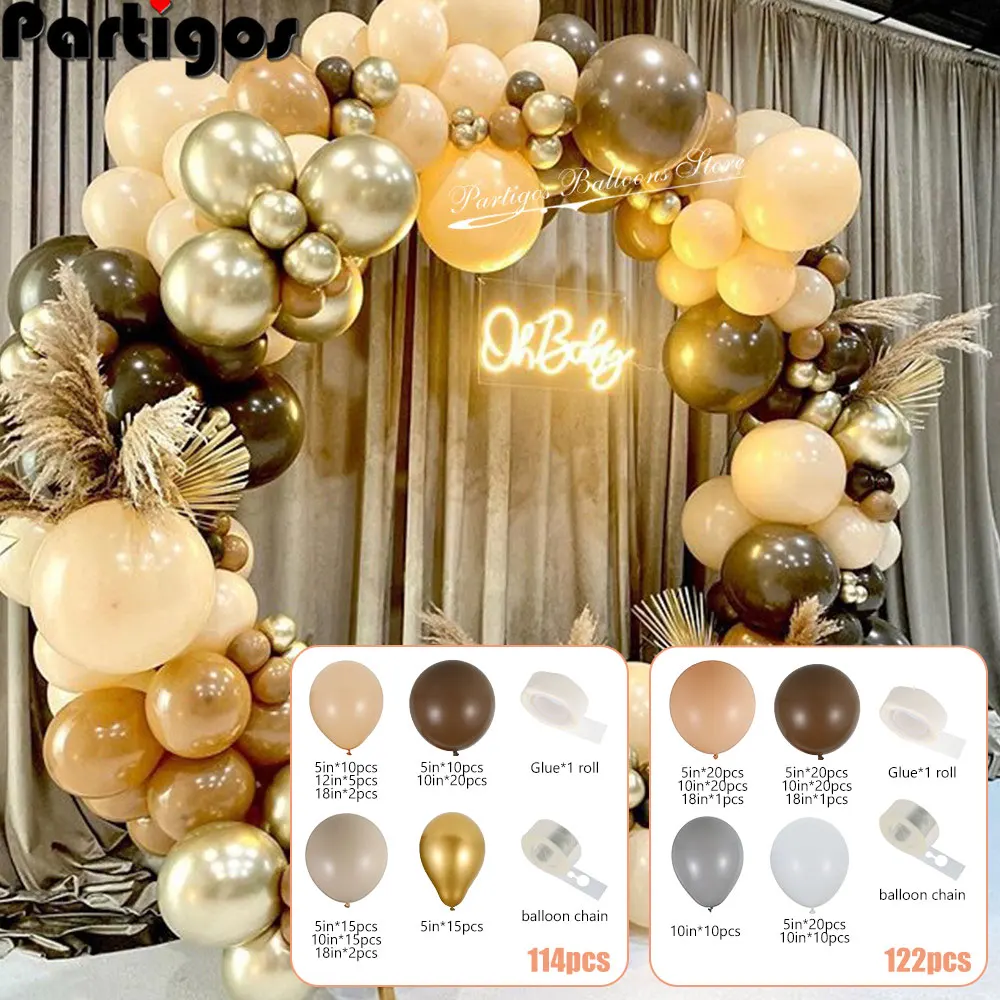 DIY Latex Coffee Cream Balloons Arch Garland Kit Birthday Wedding Baby Shower Party Decoration Set Party Supplies