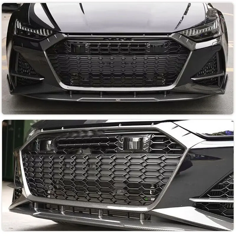 Car Front Bumper Grille Frame Prepreg Dry Carbon for Audi RS6 Avant Wagon 4-Door 2019-2021 Racing Front Grill Grills Body Kit