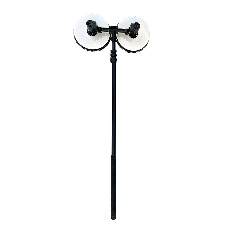 

Машина для очистки фотоэлектрических панелей с двойной головкой, питанием от двигателя, телескопическая щетка для чистки солнечных панелей