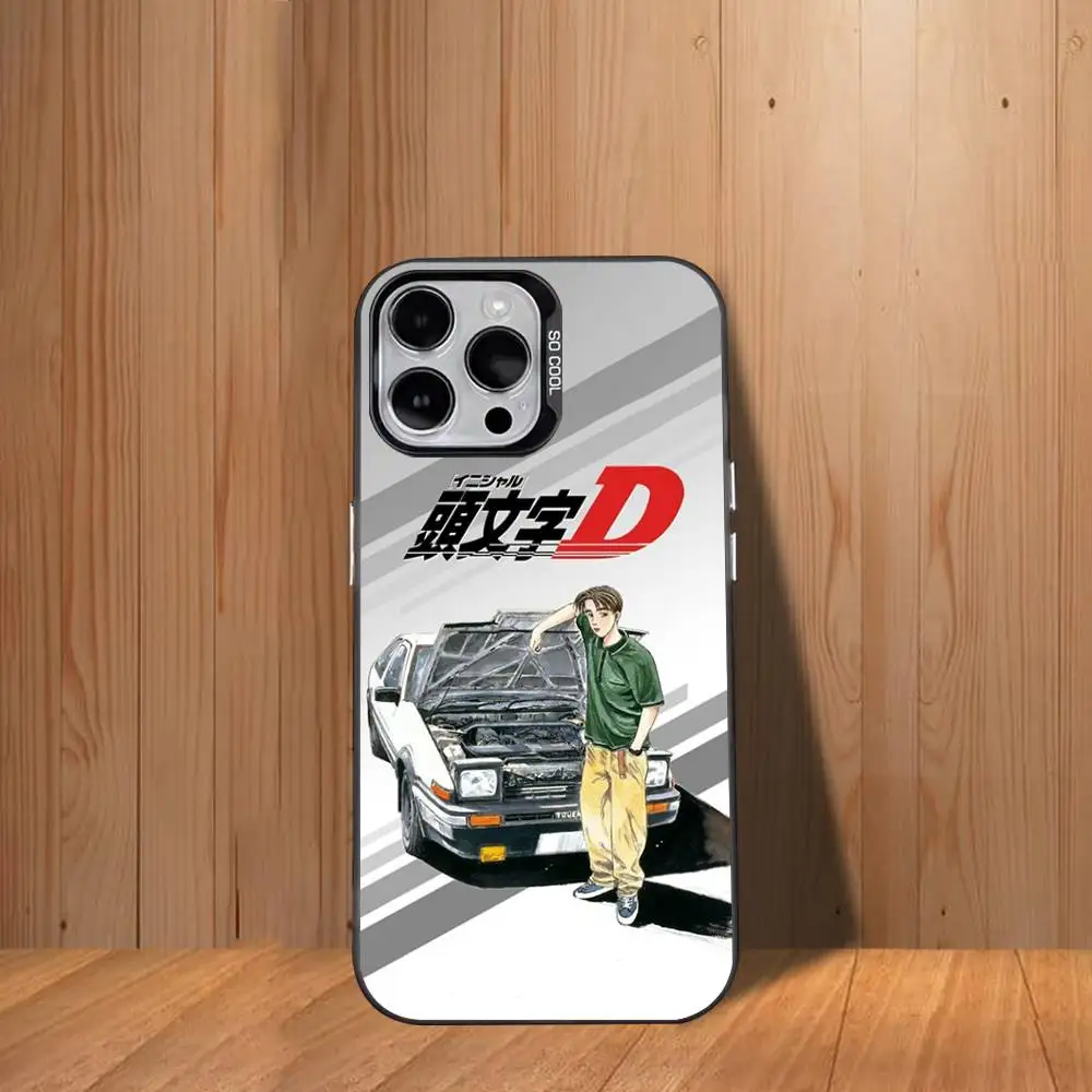 حافظة هاتف I-Initials D Anime لهاتف iPhone 17,16,15,14,13,12,11,Mini,Pro,SE,MAX غطاء أبيض غير لامع مقاوم للصدمات