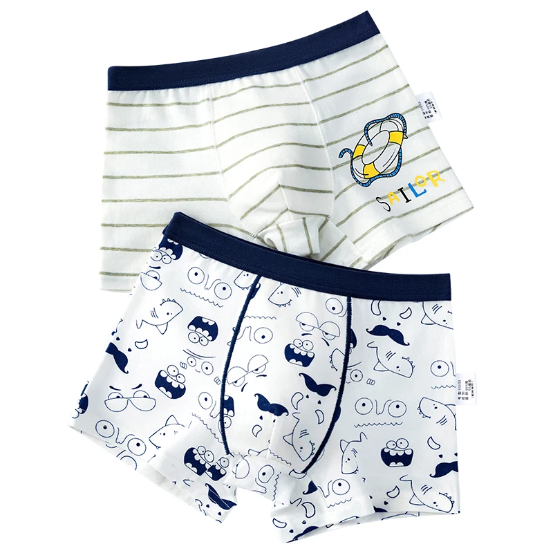 Striped Cartoon Boy Underwear Boxer Graphic Boy Cotton Underpanties Child Clothes for 3 4 6 8 10 12 14 Years Old OKU203018