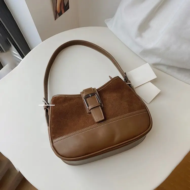 JIAERDI Vintage Brown Shoulder Bag Women New Autumn Patchwork Chic Leather Casual Crossbody Bags Female Retro Versatile Handbag