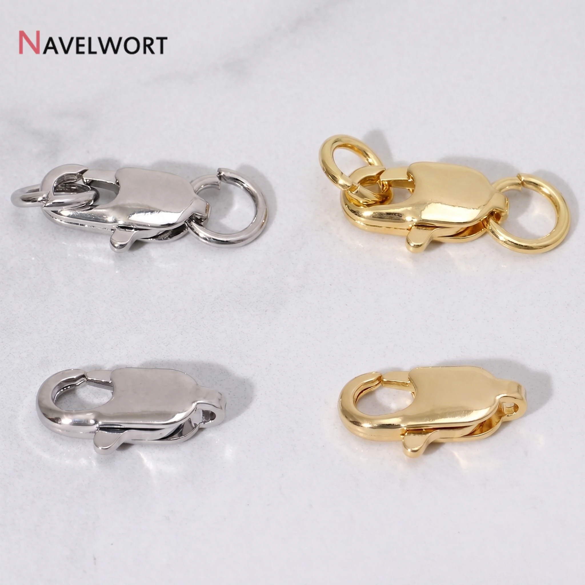 14K Gold Plated 10mm Lobster Clasps With Open Jump Rings,Lobster Claw Clasps For DIY Jewelry Making Supplies Accessories