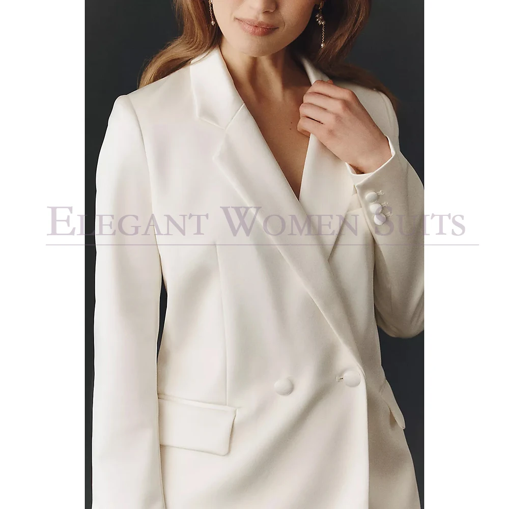 Customized Office Work Women's Suits Fashion Double Breasted Straight Back Vent Blazer High Quality 2 Piece Jacket Pants Sets