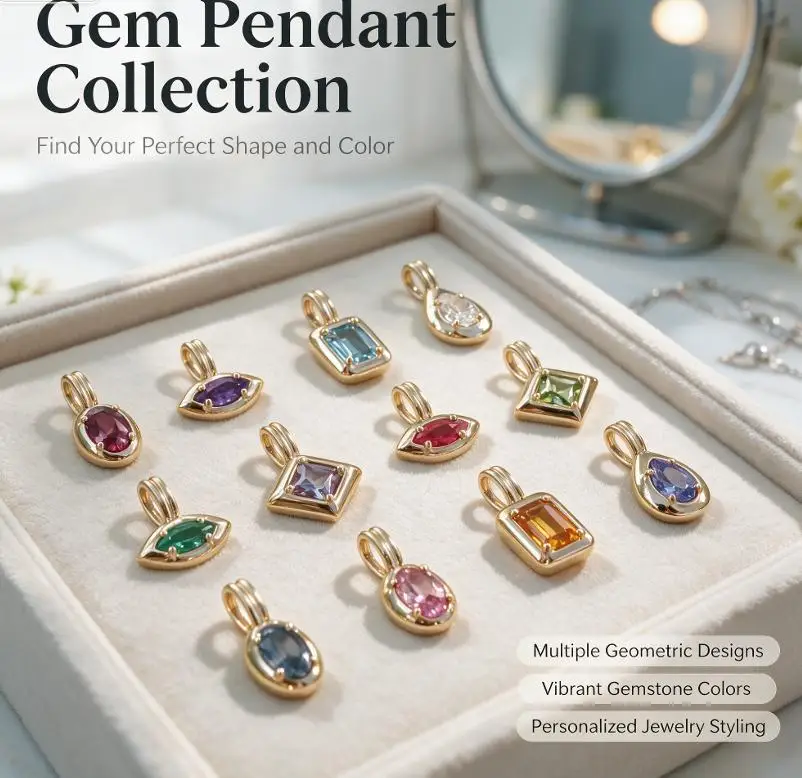 Modern Women's Geometric Colorful Zircon Pendant Necklace Durable Bead Chain Suitable for Date Work Party Gift for Her