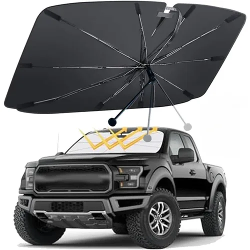 Imagen 2 del producto Parasol automático que ahorra espacio, parasol para coche, tecnología totalmente negra, protección del salpicadero con fuga de luz cero, refrigeración instantánea