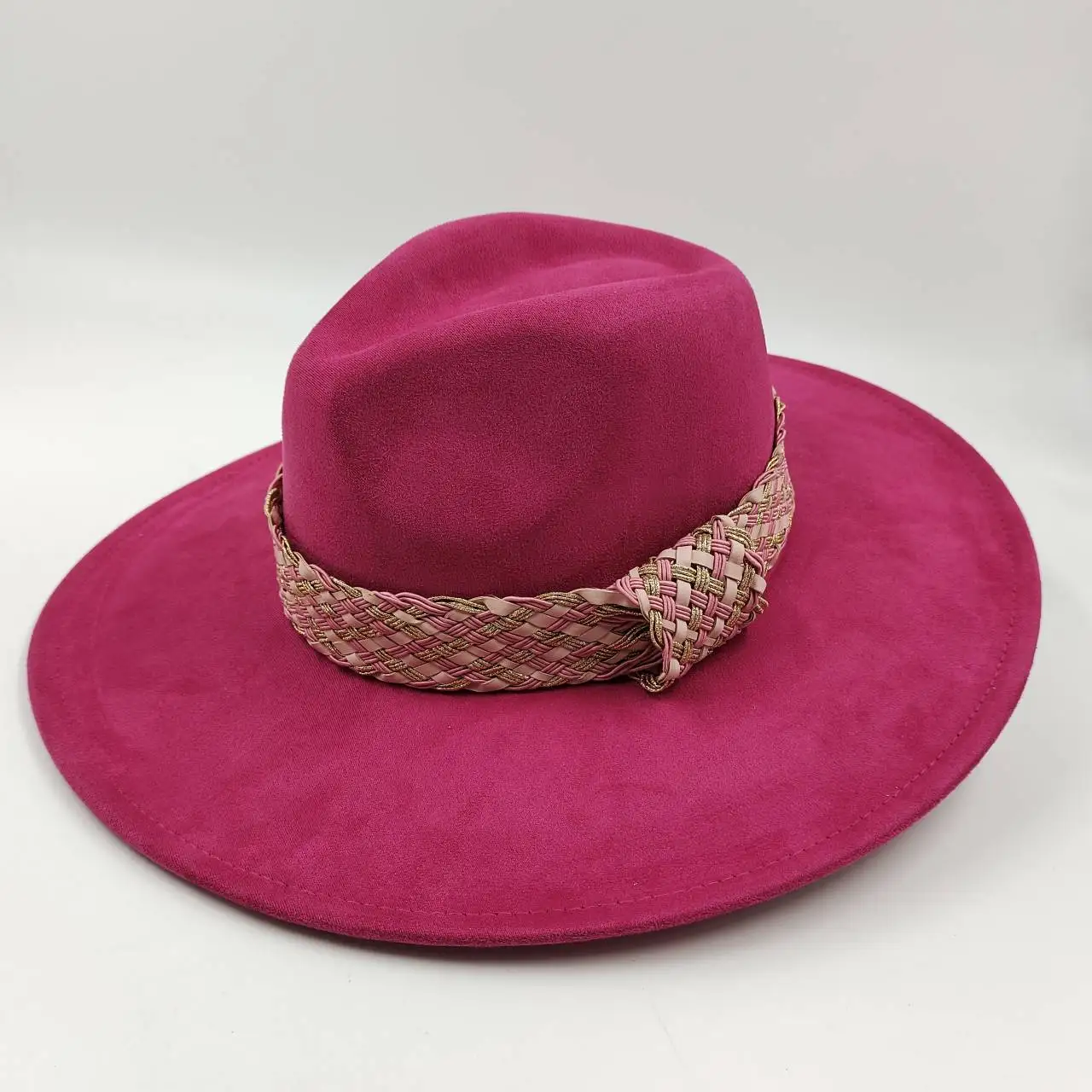 suede leather fedora wide brim hats wool fedora  movie pink women hats  party hat church hat wedding hat cowboy hat pearl chain