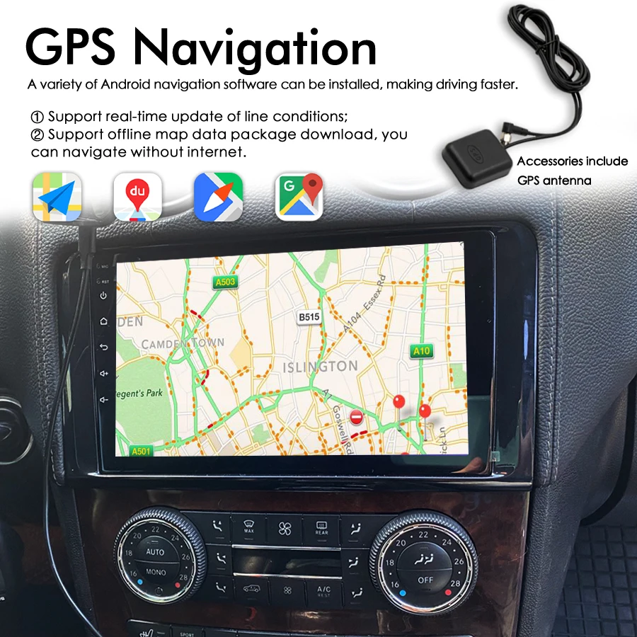 8 ГБ + 128 ГБ AI Voice Беспроводная автомобильная радиосистема CarPlay для Mercedes Benz ML GL W164 ML350 ML500 GL320 X164 ML280 GL350 GL450 GPS