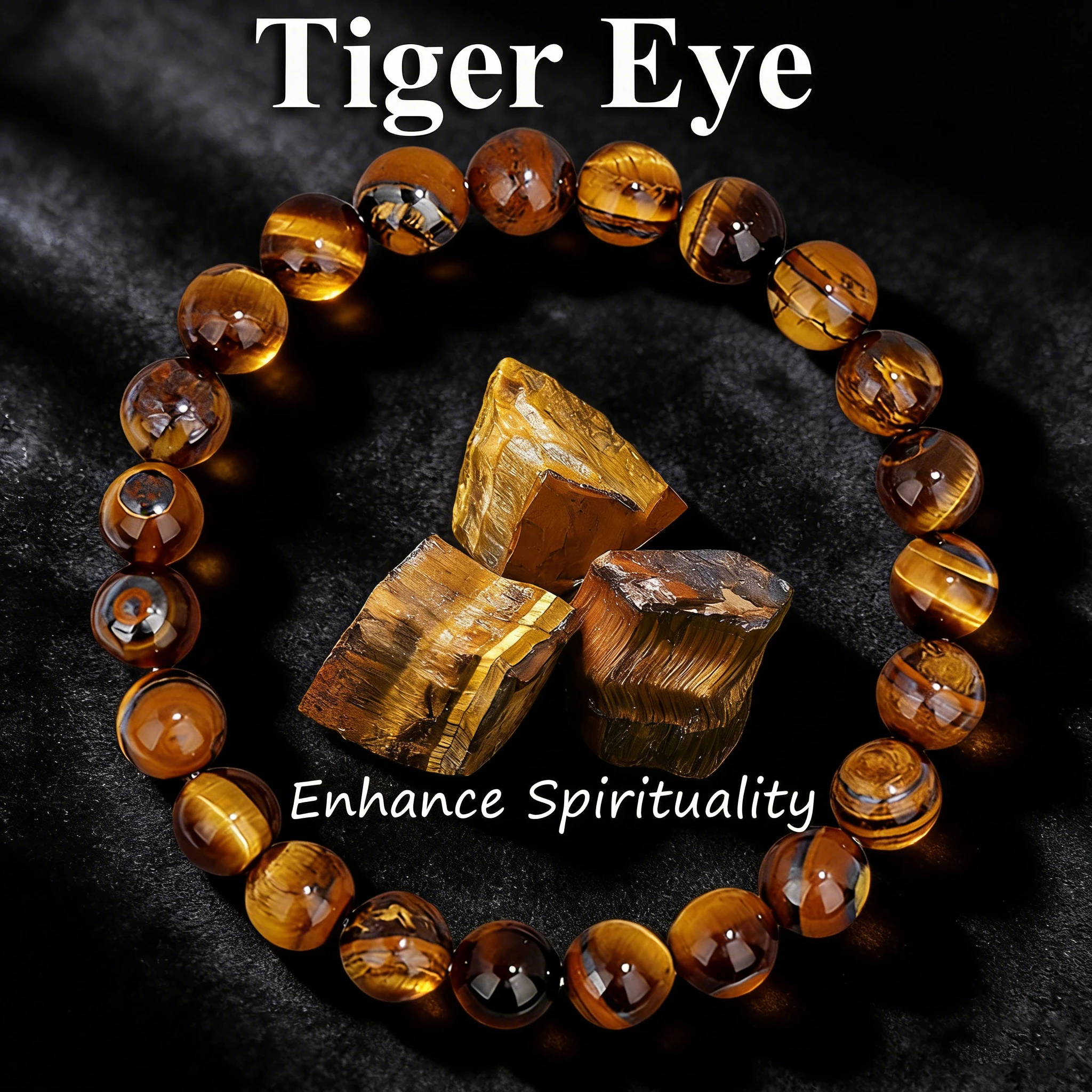 Naturstein-Armband Tigerauge Perlenarmband 6 8 10mm Vitalitäts- & Reiki-Charm-Steinarmband Mut Selbstvertrauen Heilender Schmuck Geschenk