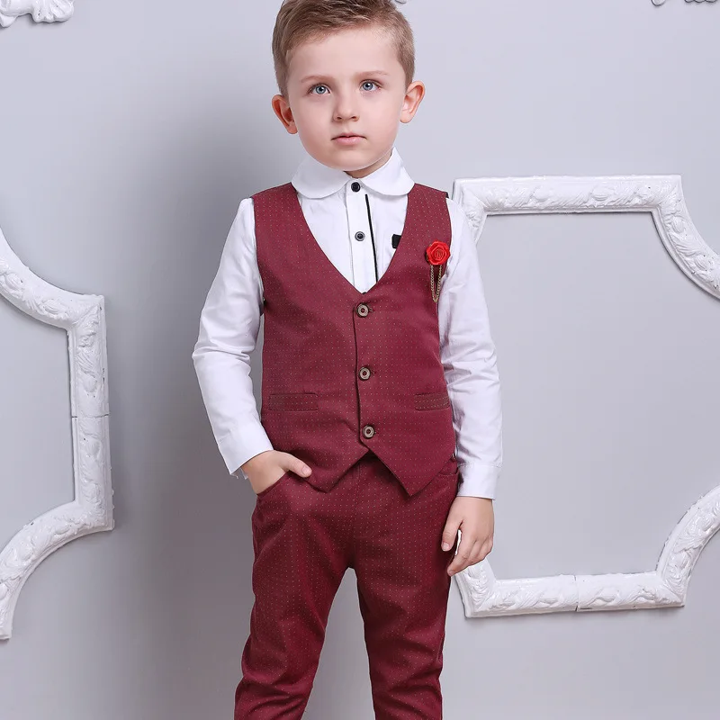 Autumn Boys' English Style Shirt Set Dress One Year Old Suit Set Performance Costume Trousers Boys' Handsome