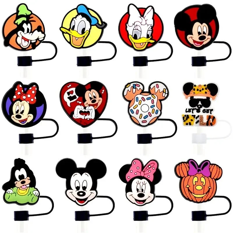 12 tapas de paja Disney: se adapta a vasos de 30/40 Oz, pajitas de 10 mm/0,4", cubiertas protectoras reutilizables.