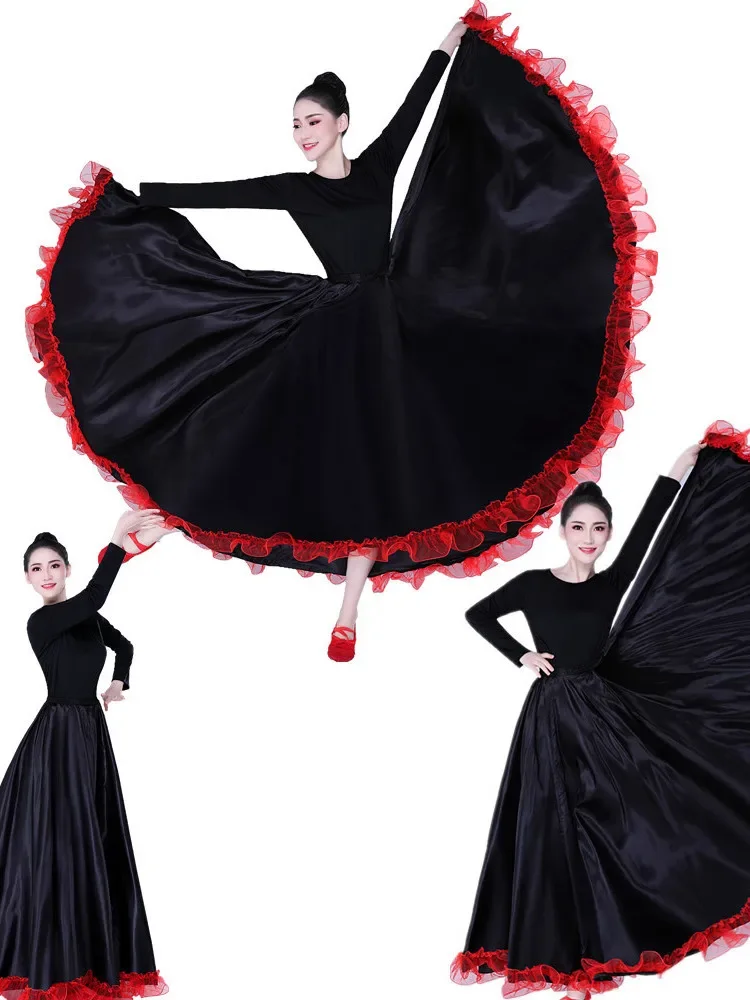 Women Gypsy Swing Skirt Chorus Stage Performance Spain Bullfighting Big Dance Costumes Flamenco Skirts Spanish Dress