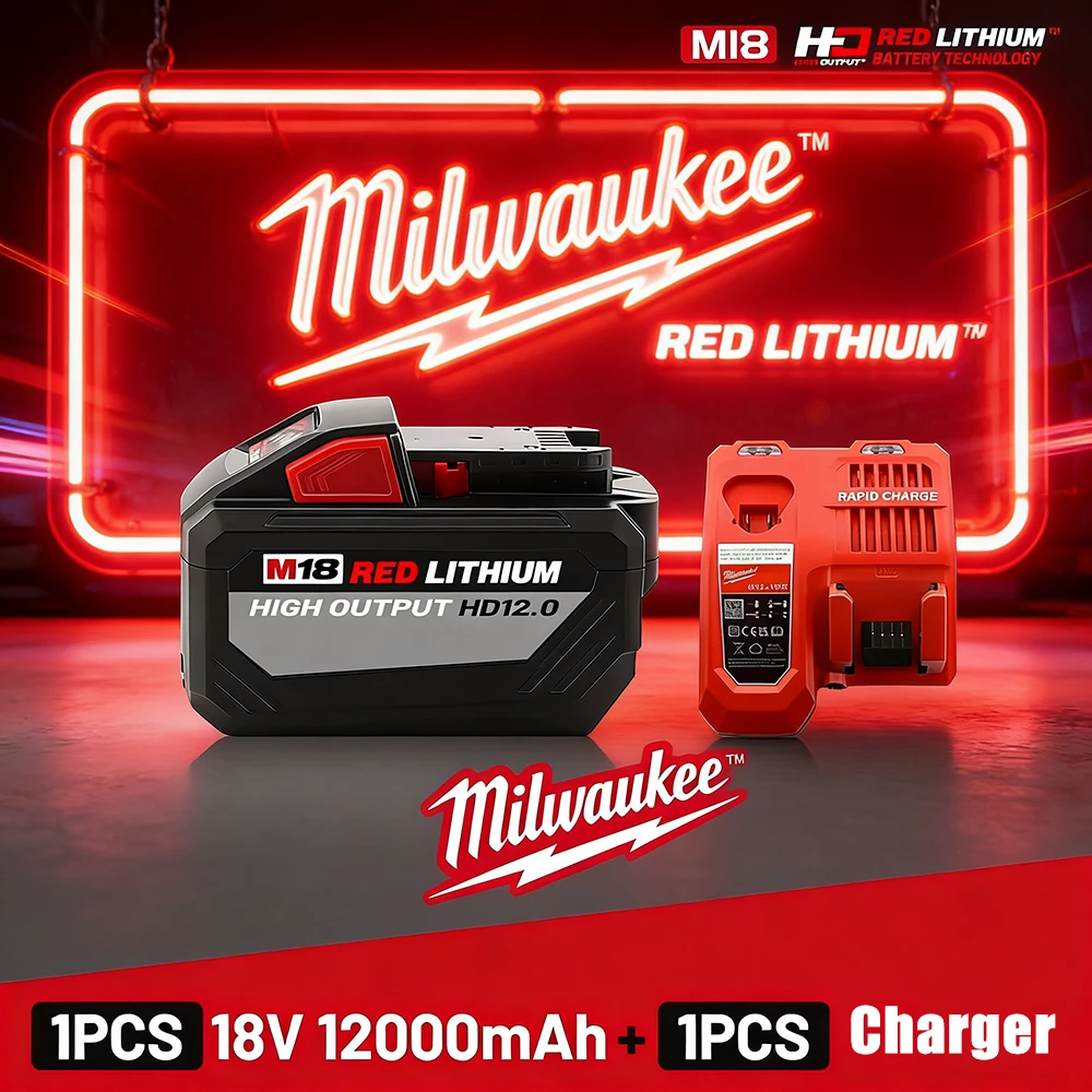 

Milwaukee M18 18V 12.0Ah 15-Cells Li-ion Battery Charger Rechargeable Replacement Battery for Tools 48-11-1815 48-11-1850