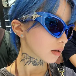 Y2K Star Sunglasses Night Bar 2024 New Concave Stylish Sunglasses Anti UV Cool Girls Eyewear Big Frame for Women