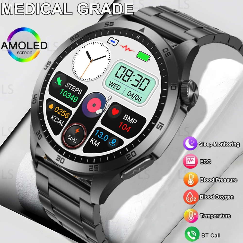 New ECG+PPG Temperature Pulse Physiotherapy Smartwatch 466*466 HD Health Management BT Call Sports Waterproof Watches Bluetooth