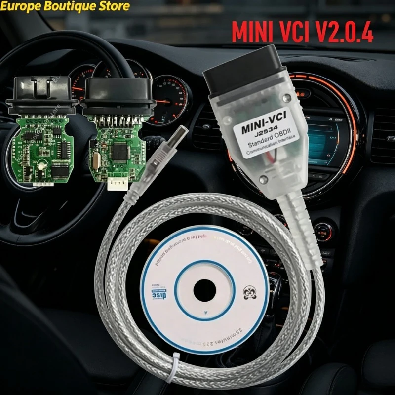 

MINI VCI V2.0.4 With Real Firmware V16.00.017 For Toyota TIS Techstream FTDI FT232RL Chip j2534 Multi-Language