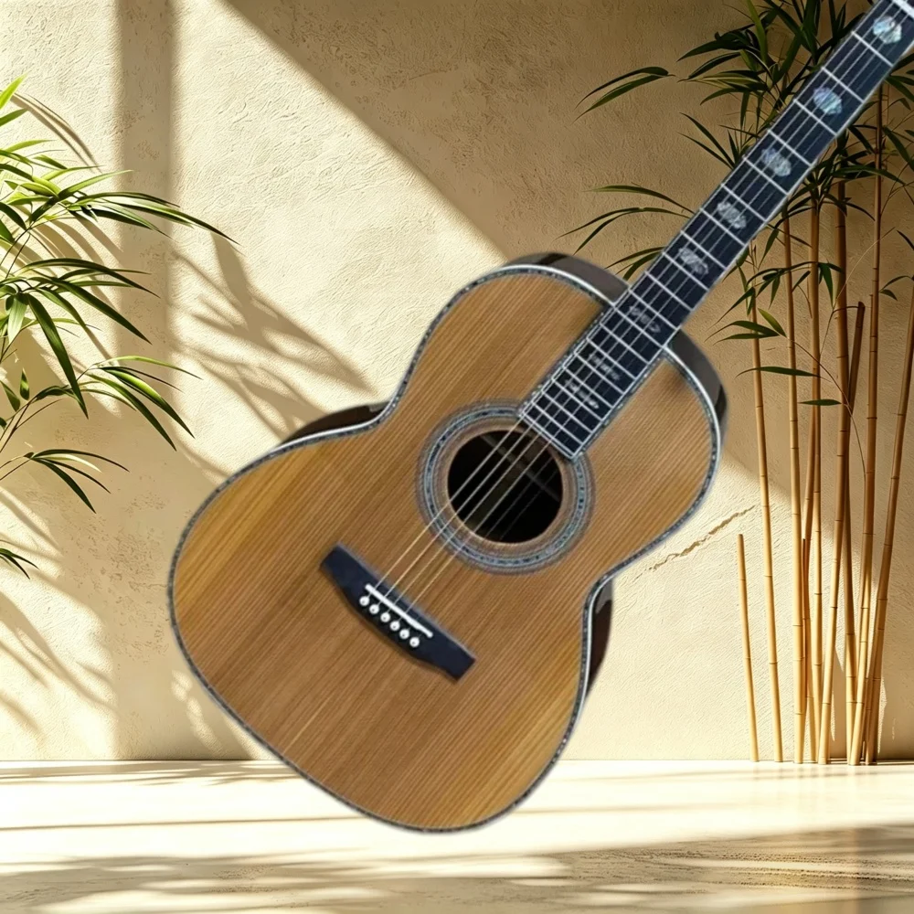 00045 Acoustic Guitar Red Cedar Vertical Grain Top Rosewood Back Sides Rosewood Fretboard Abalone Inlay Gloss Practice Beginner