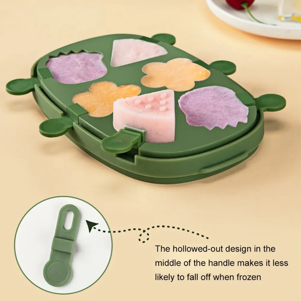 

6/8 Cavity Cartoon Silicone Ice Cream Mold Dust Cover Non-stick Ice Candy Maker with Ice Storage Box DIY Ice Lolly Mold Summer