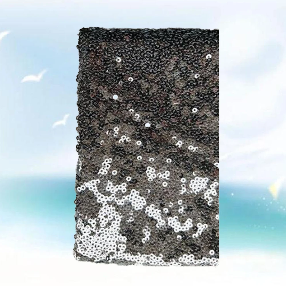 

3mm Shiny Sequin Fabric Easy to Cut Costume Fabric for Making Tablecloth, Table Runner, Dress 135x100cm(Black)