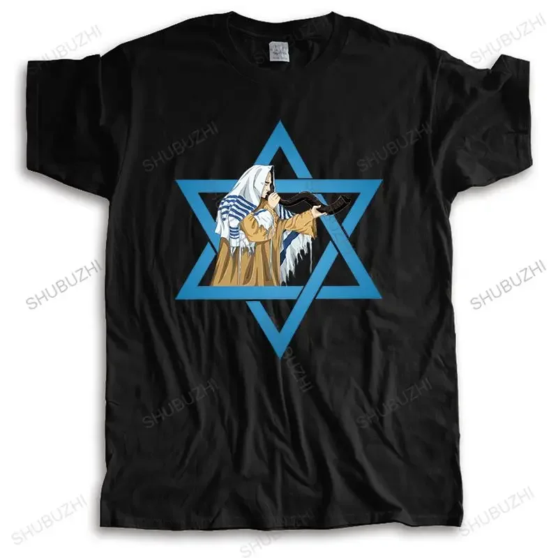 New t-shirt black tops for men High Quality tee-shirt army t shirt dry fit short sleeve white jewish star of david men shofar