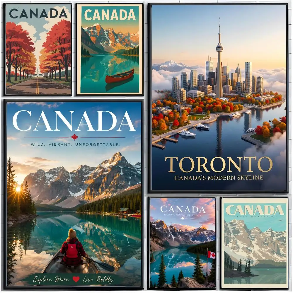 Scenic Wanderlust Vibrant C-Canada Cities Traveling Poster Modern Wall Art Home Decor Living Room Decorative Print Unframed