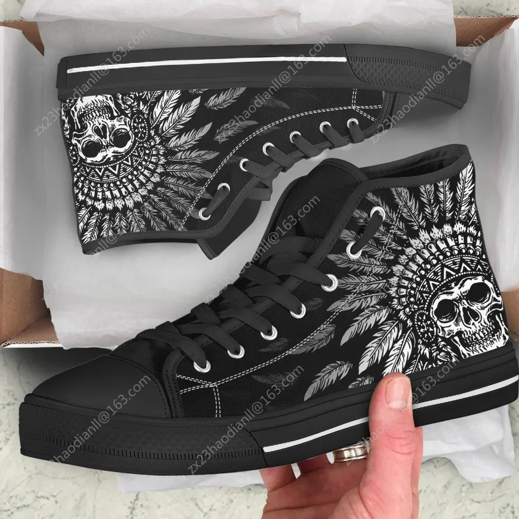 

Skull Gothic Day Of The Dead High Top Sneakers High Quality Mens Women Teenager Canvas Sneaker Casual Couple Shoes Custom Shoe