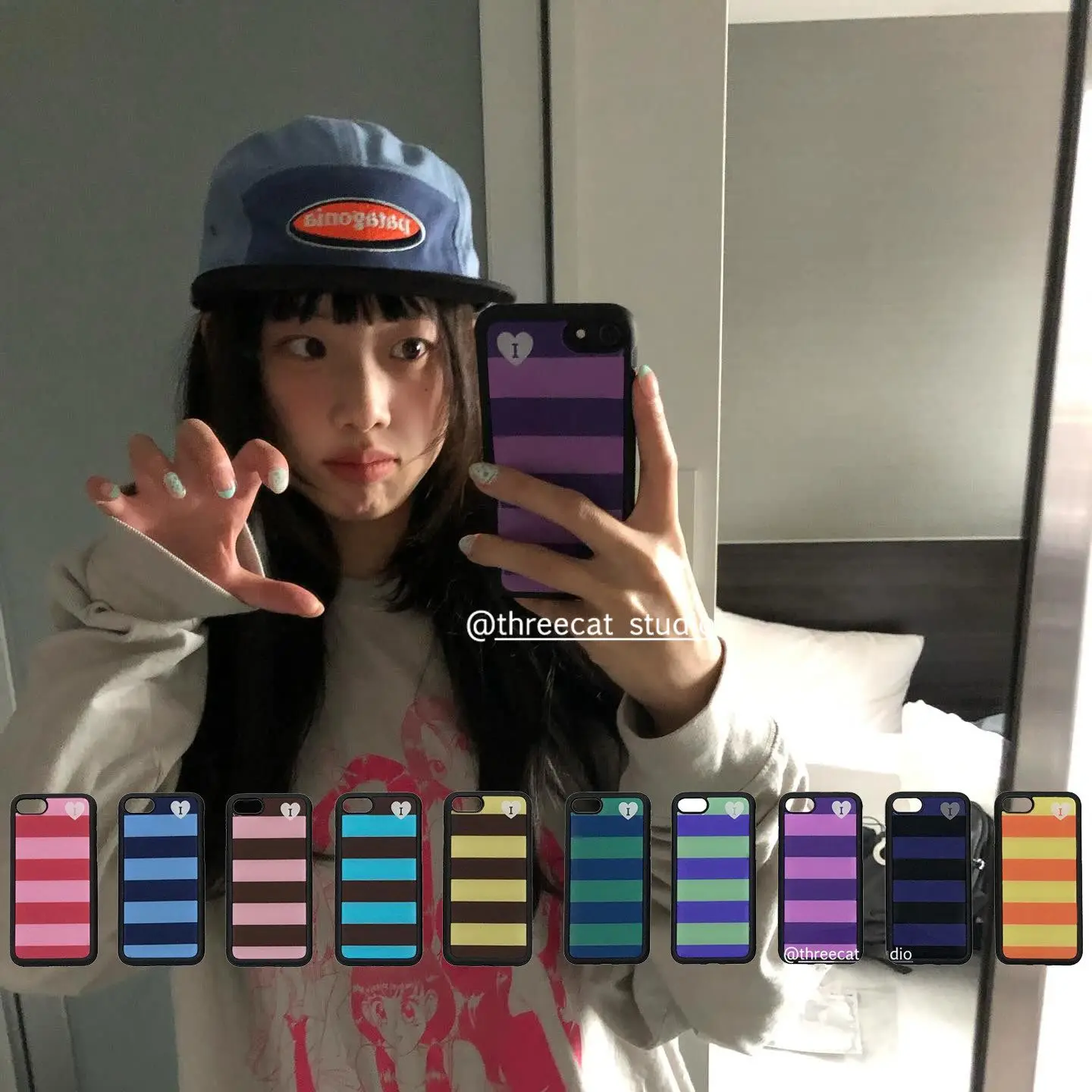 Korean Dopamine Contrasting Stripes Minimalist Drop Glue Phone Case For Samsung Galaxy S23 FE S24 PLUS S25 ULTRA S26 EDGE Cover