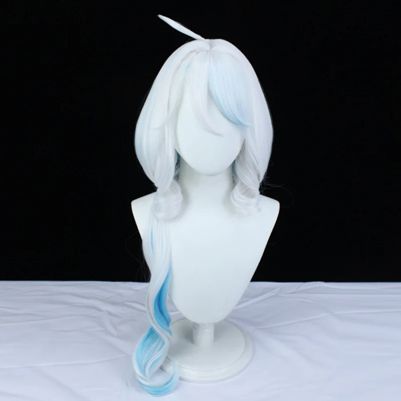 Focalors Genshin Cosplay Cosplay Focalors Wig Cruly Silver White Blue Focalors Cosplay Wigs Heat Resistant Synthetic Hair