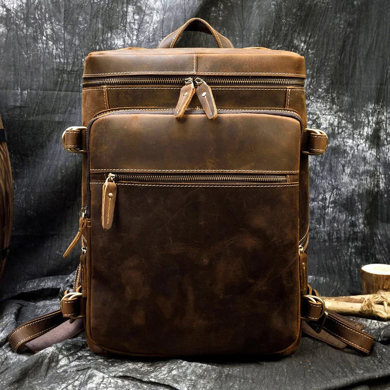 

Travel Simple Backpacks Men's Laptop Retro Schoolbag Backpacks Outdoor Leather Bags Mochila E Mochila MHSJB