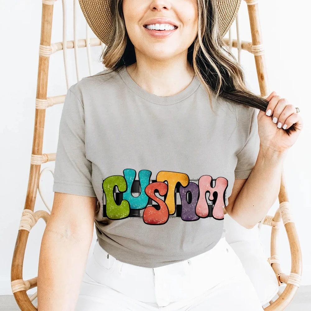 

Colorful Text Print, Personalized, Vibrant and Unique, Simple Y2k Graphic T-Shirt,Soft Fabric for Individualistic Casual Looks