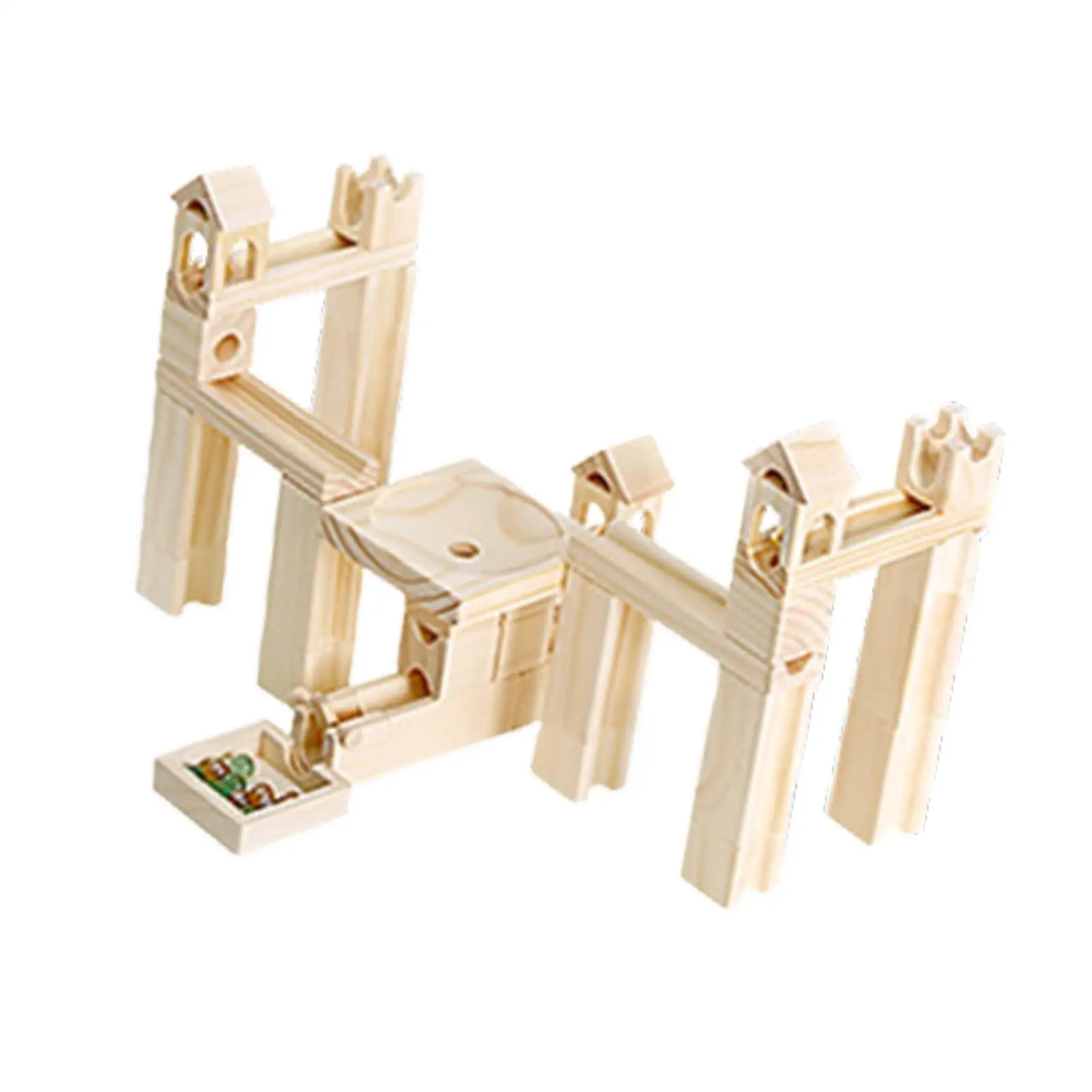 60 Pieces Marble Run Wooden Set Marble Track Maze Game Construction Play Set