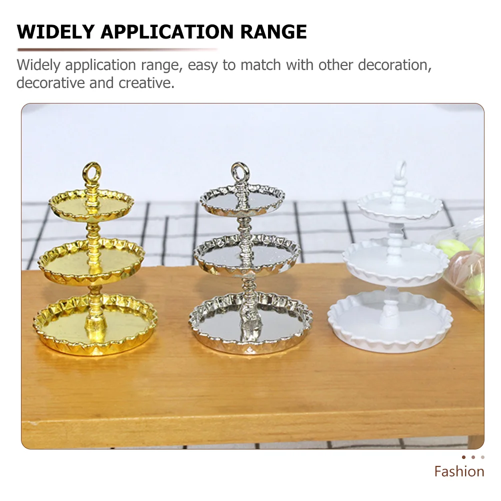 3 Pcs Shiwan Cake Stand Children Model Toys Delicate Fake Holder Decorative Lovely Mini House Alloy Childrens Children’s