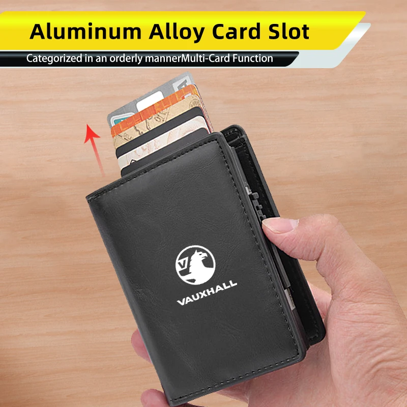 Car Men's Wallet Leather Pop-Up Card Holder Coin Purse Accessories For Vauxhall VXR Dokker Lodgy Logan Sandero Duster Stepway Au