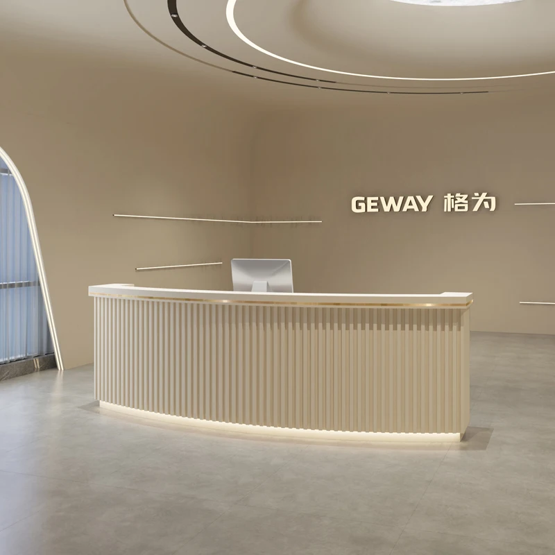 Barber Shop Salon Counter Bureau Reception Modern Desk Curved Home Bar Bank Aesthetic Furniture Restaurant Front Table Workshop image 2