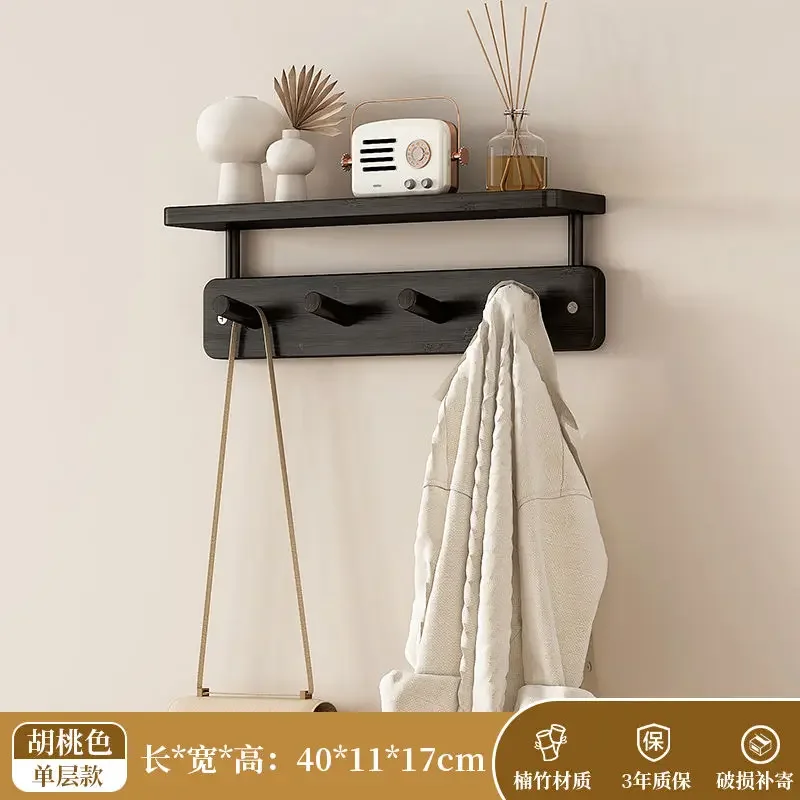 Sturdy Bamboo Wood Wall Mounted Hangers Entrance Doors Coat Racks Living Room Furniture Bedroom Clothes Creative Hooks Shelves