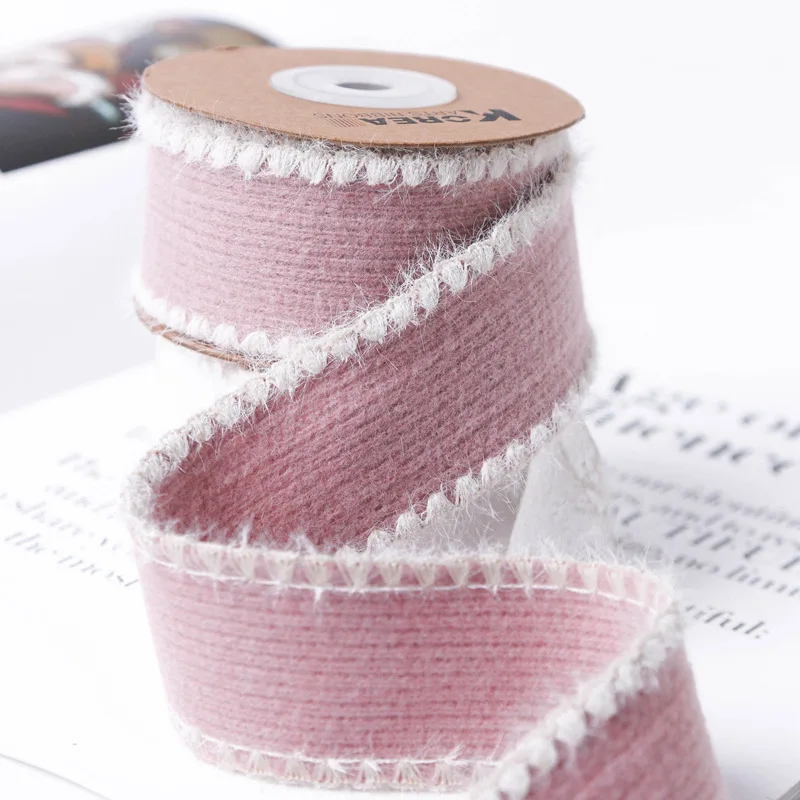 Thick Knit Mink Wool Stripe Ribbon Headwear Crafts Hair Bows Clips Collar Tie Sewing Accessories Winter Woven Trim 40mm 25mm