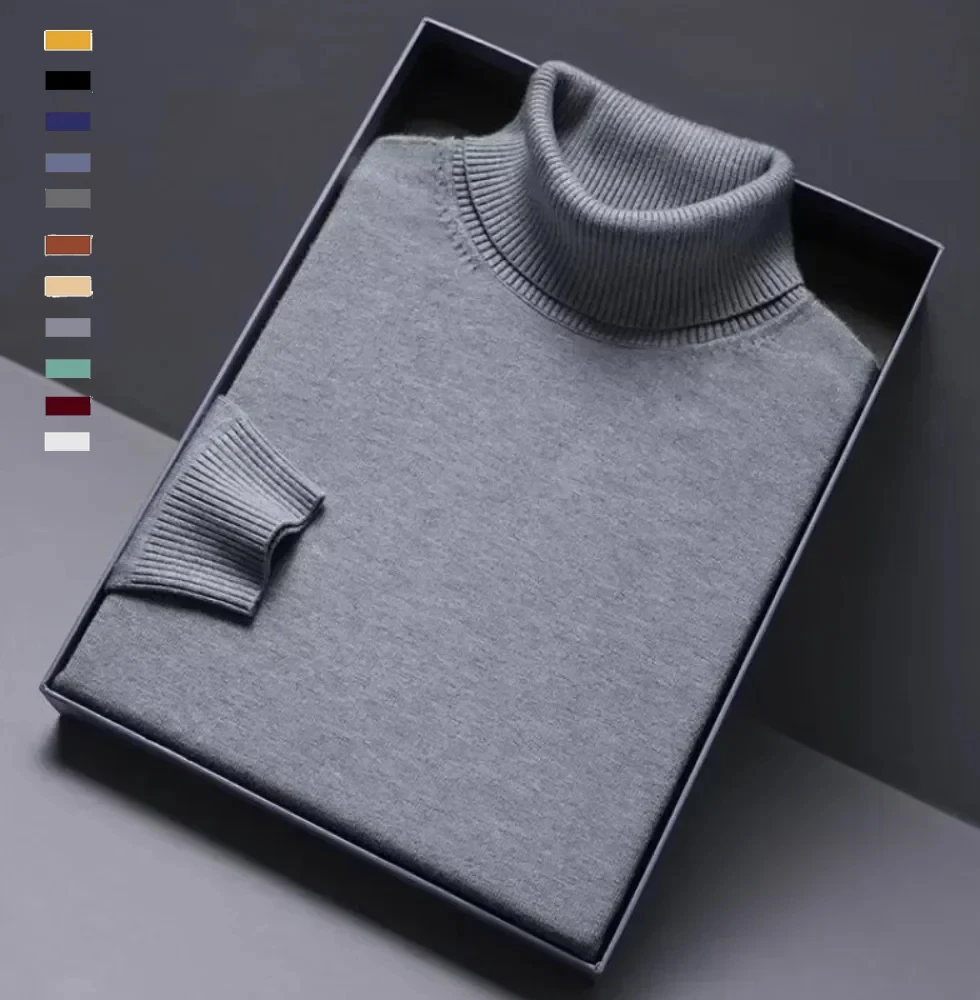 

Sweatwear Mens Anti-pilling High Quality Knitted Turtleneck Sweater Slim Fit Long Sleeve Pullover Solid Color Trend Men Clothing