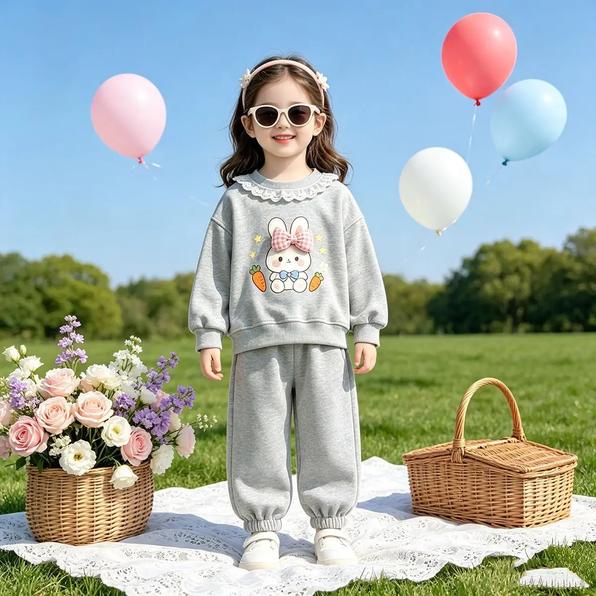 Süßes 2-teiliges Set für Mädchen – Langarm-Oberteil & Hose mit Bündchen für den frühen Herbst, niedliches Freizeitoutfit für Kleinkinder – Detail 5
