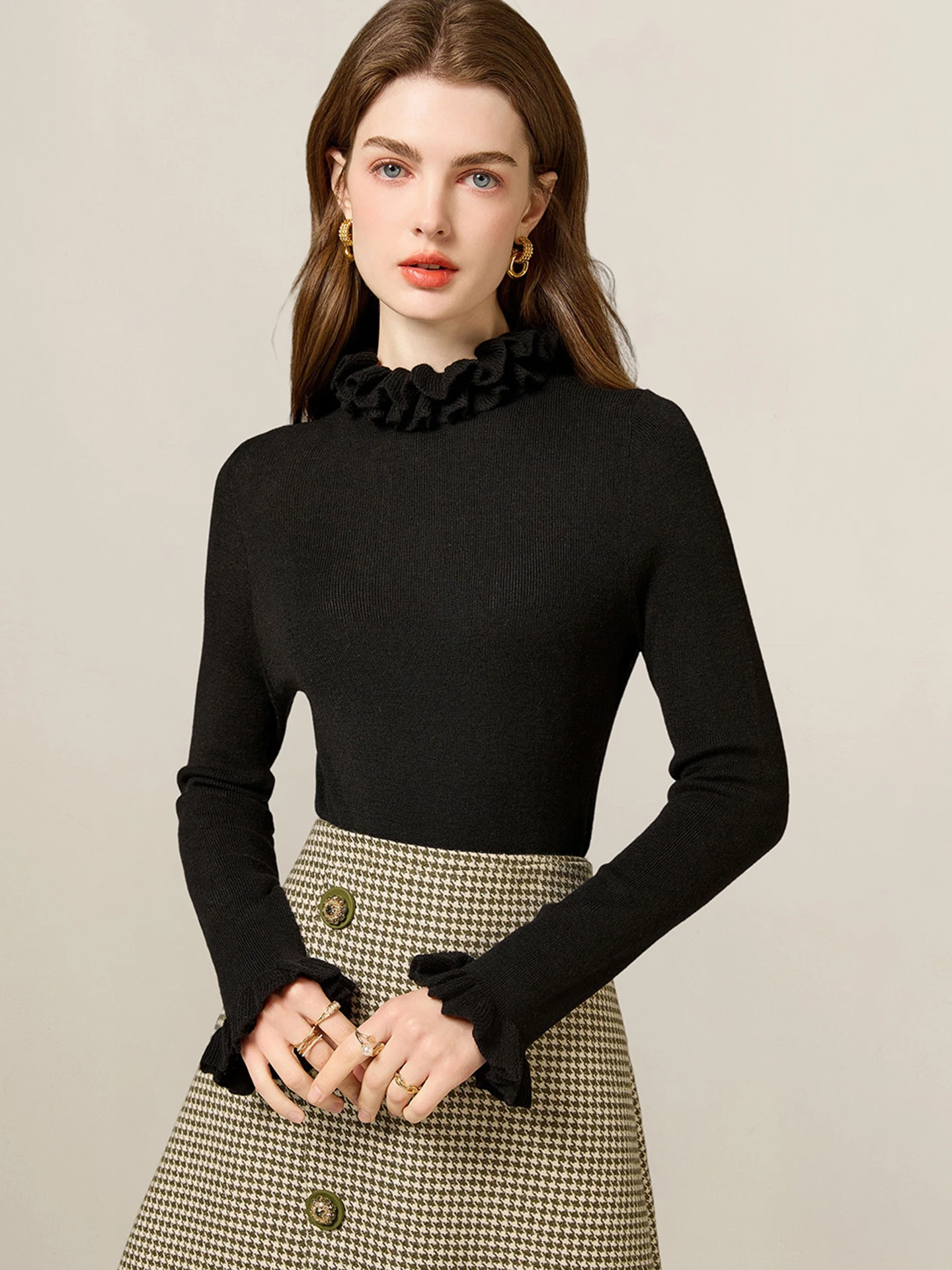 

Casual Sle Women's Base irt Inner Wear Knitted Slimming Simple Pure Color Autumn Winter Faion Poem Art Lin