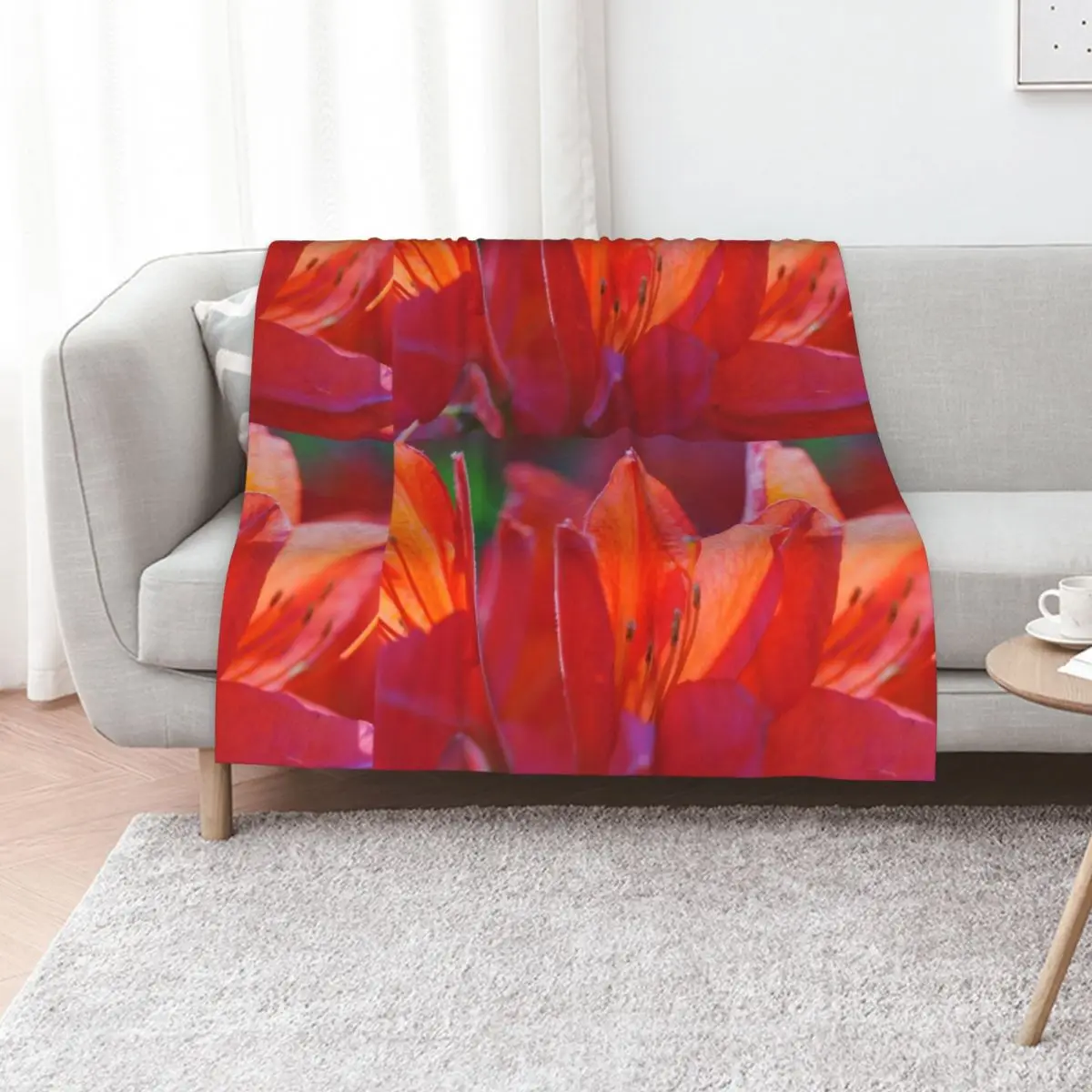 bright red rhododendron flower Throw Blanket Sofa Quilt for winter Blankets For Baby Nap Decorative Sofa Blankets