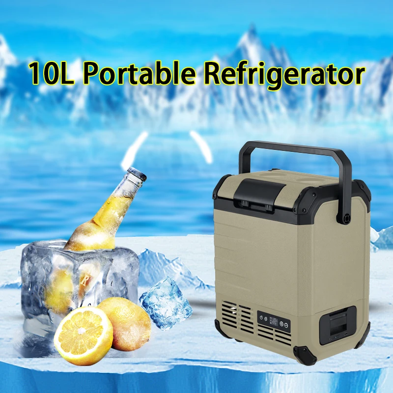 ตู้เย็นคอมเพรสเซอร์10L ตู้เย็นแบบพกพาแบตเตอรี่แบบพกพา12/24V ระบายความร้อนเร็วเหมาะสำหรับรถบรรทุก RV รถตู้การตั้งแคมป์
