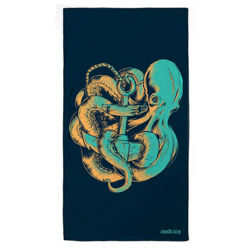 Toalla de playa con ancla de pulpo marino, toalla de fibra ultrafina absorbente y de secado rápido, accesorios para piscina de vacaciones en la playa de verano